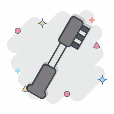 İkon diş fırçası. Banyo sembolüyle ilgili. Çizgi roman. Basit dizayn edilebilir. Basit resimleme