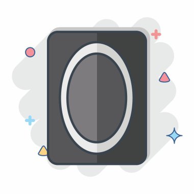 Simge Ayna. Banyo sembolüyle ilgili. Çizgi roman. Basit dizayn edilebilir. Basit resimleme