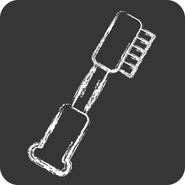 İkon diş fırçası. Banyo sembolüyle ilgili. Tebeşir stili. Basit dizayn edilebilir. Basit resimleme