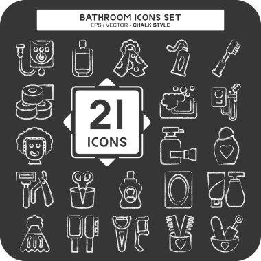 Simge Ayarlı Banyo. Klinik sembolüyle ilgili. Tebeşir stili. Basit dizayn edilebilir. Basit resimleme