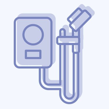 Simge Duşu. Banyo sembolüyle ilgili. İki ton stili. Basit dizayn edilebilir. Basit resimleme