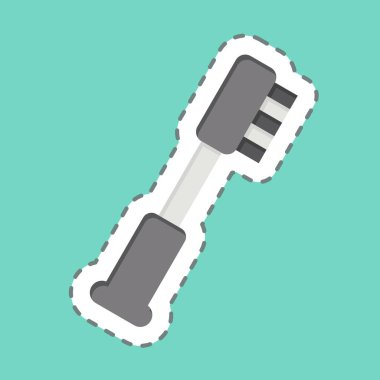 Etiket çizgisi diş fırçasını kesmiş. Banyo sembolüyle ilgili. Basit dizayn edilebilir. Basit resimleme