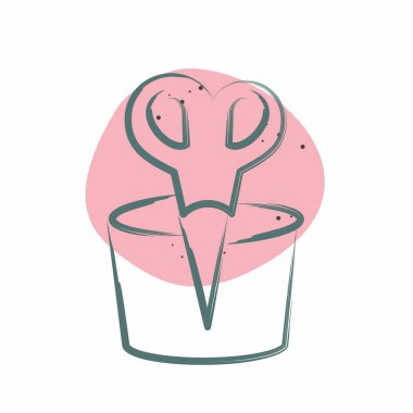 Simge Burun Kılları. Banyo sembolüyle ilgili. Renkli Leke Biçimi. Basit dizayn edilebilir. Basit resimleme