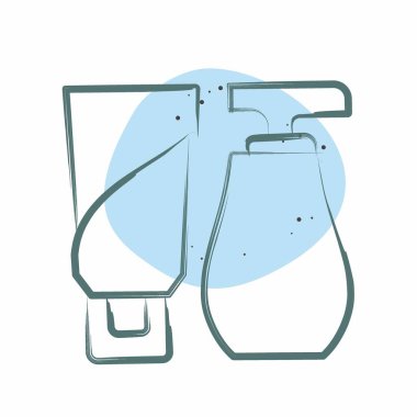 Simge losyonu. Banyo sembolüyle ilgili. Renkli Leke Biçimi. Basit dizayn edilebilir. Basit resimleme