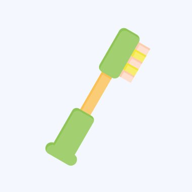 İkon diş fırçası. Banyo sembolüyle ilgili. Düz stil. Basit dizayn edilebilir. Basit resimleme