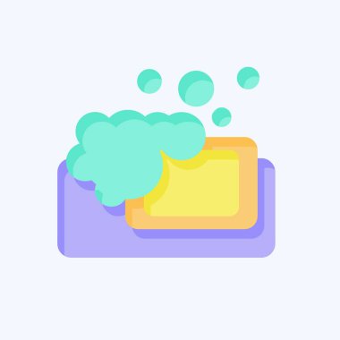 Simge sabunu. Banyo sembolüyle ilgili. Düz stil. Basit dizayn edilebilir. Basit resimleme