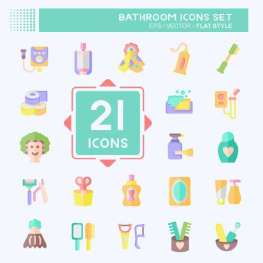 Simge Ayarlı Banyo. Klinik sembolüyle ilgili. Düz stil. Basit dizayn edilebilir. Basit resimleme