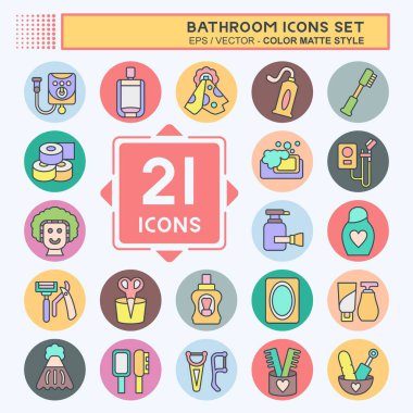 Simge Ayarlı Banyo. Klinik sembolüyle ilgili. renk arkadaşı stili. Basit dizayn edilebilir. Basit resimleme