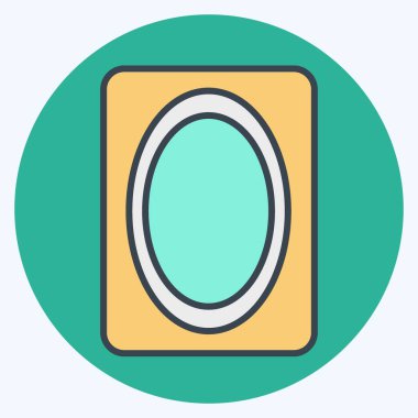 Simge Ayna. Banyo sembolüyle ilgili. renk arkadaşı stili. Basit dizayn edilebilir. Basit resimleme