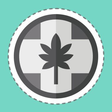 Etiket çizgisi Marihuana Ürünlerini kesti. Kenevir sembolüyle ilgili. Basit dizayn edilebilir. Basit resimleme