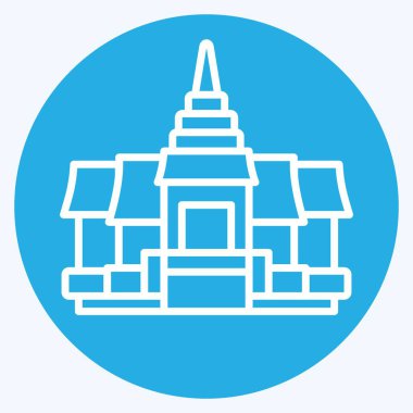 Simge Pagoda. Kamboçya sembolüyle ilgili. Mavi gözlü. Basit dizayn edilebilir. Basit resimleme