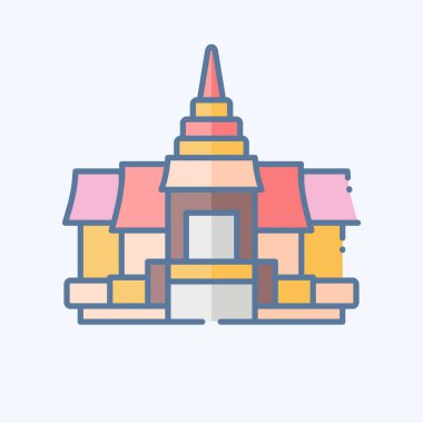 Simge Pagoda. Kamboçya sembolüyle ilgili. Karalama stili. Basit dizayn edilebilir. Basit resimleme