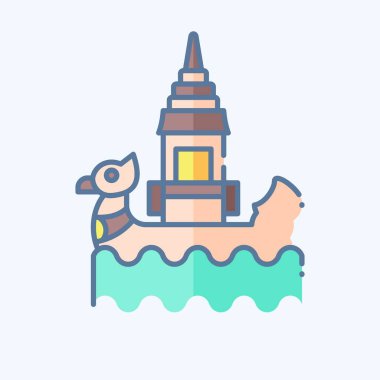 Simge Bon Om Touk. Kamboçya sembolüyle ilgili. Karalama stili. Basit dizayn edilebilir. Basit resimleme