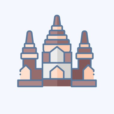Simge Angkor Wat. Kamboçya sembolüyle ilgili. Karalama stili. Basit dizayn edilebilir. Basit resimleme