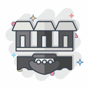 Simge Tonle Sap. Kamboçya sembolüyle ilgili. Çizgi roman. Basit dizayn edilebilir. Basit resimleme