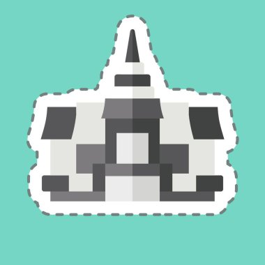 Etiket Pagoda 'yı kesti. Kamboçya sembolüyle ilgili. Basit dizayn edilebilir. Basit resimleme