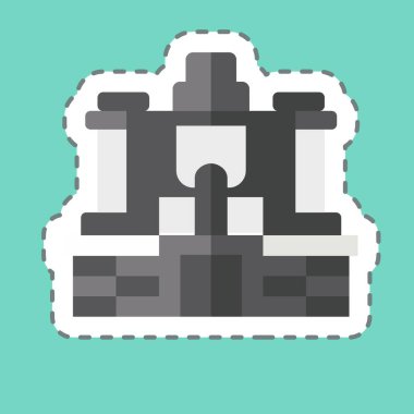 Etiket çizgisi Angkor Thom 'u kesti. Kamboçya sembolüyle ilgili. Basit dizayn edilebilir. Basit resimleme