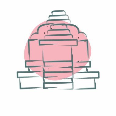 Simge Dini Hindu. Kamboçya sembolüyle ilgili. Renkli Leke Biçimi. Basit dizayn edilebilir. Basit resimleme