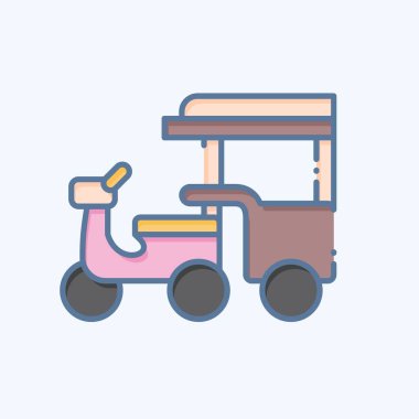 Icon Tuk Tuk. Kamboçya sembolüyle ilgili. Karalama stili. Basit dizayn edilebilir. Basit resimleme