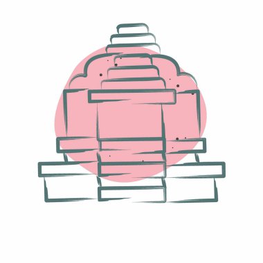 Simge Dini Hindu. Kamboçya sembolüyle ilgili. Renkli Leke Biçimi. Basit dizayn edilebilir. Basit resimleme