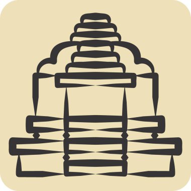 Simge Dini Hindu. Kamboçya sembolüyle ilgili. El çizimi tarzı. Basit dizayn edilebilir. Basit resimleme