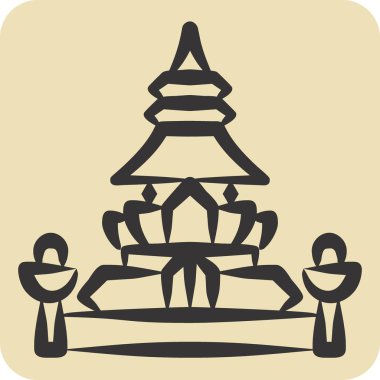 Simge Kralı Norodom Stupa. Kamboçya sembolüyle ilgili. El çizimi tarzı. Basit dizayn edilebilir. Basit resimleme