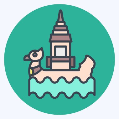 Simge Bon Om Touk. Kamboçya sembolüyle ilgili. renk arkadaşı stili. Basit dizayn edilebilir. Basit resimleme