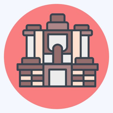 Simge Angkor Thom. Kamboçya sembolüyle ilgili. renk arkadaşı stili. Basit dizayn edilebilir. Basit resimleme