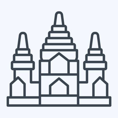Simge Angkor Wat. Kamboçya sembolüyle ilgili. Sıra tarzı. Basit dizayn edilebilir. Basit resimleme