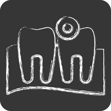 İkon diş ağrısı. Vücut Ache sembolüyle ilgili. Tebeşir stili. Basit dizayn edilebilir. Basit resimleme