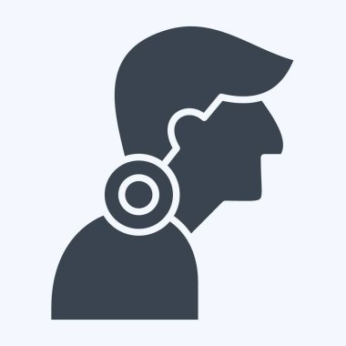 İkon boyun ağrısı. Vücut Ache sembolüyle ilgili. Kabartma tarzı. Basit dizayn edilebilir. Basit resimleme