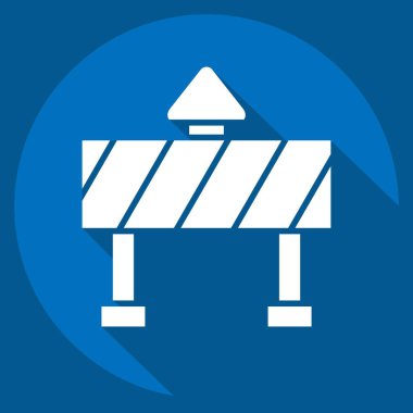 Simge Trafik Engeli. Madencilik sembolüyle ilgili. Uzun gölge tarzı. Basit dizayn edilebilir. Basit resimleme