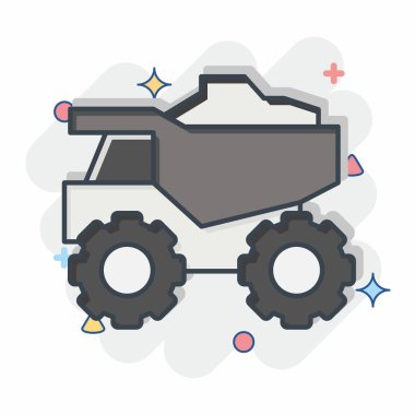 Simge Kamyonu. Madencilik sembolüyle ilgili. Çizgi roman. Basit dizayn edilebilir. Basit resimleme