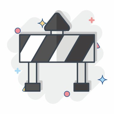 Simge Trafik Engeli. Madencilik sembolüyle ilgili. Çizgi roman. Basit dizayn edilebilir. Basit resimleme