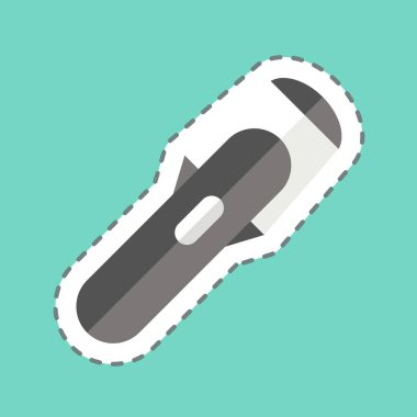 Etiket hattı Meşale 'yi kesti. Madencilik sembolüyle ilgili. Basit dizayn edilebilir. Basit resimleme