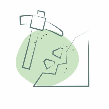 Simge Madenciliği. Madencilik sembolüyle ilgili. Renkli Leke Biçimi. Basit dizayn edilebilir. Basit resimleme