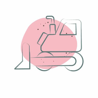 İkon Buldozer. Madencilik sembolüyle ilgili. Renkli Leke Biçimi. Basit dizayn edilebilir. Basit resimleme