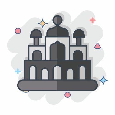 Yeni Delhi ikonu. Başkent sembolüyle ilgili. Çizgi roman. Basit dizayn edilebilir. Basit resimleme