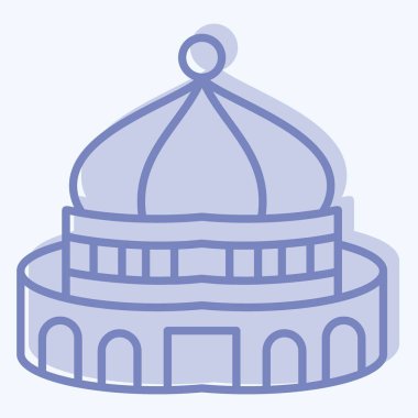 Kudüs ikonu. Başkent sembolüyle ilgili. İki ton stili. Basit dizayn edilebilir. Basit resimleme