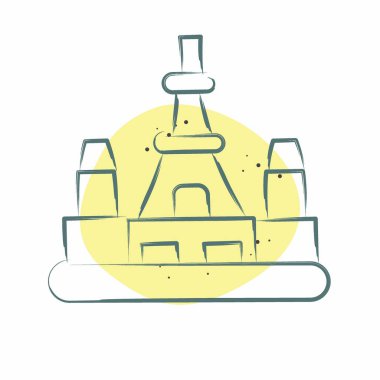 Simge Tokyo. Başkent sembolüyle ilgili. Renkli Leke Biçimi. Basit dizayn edilebilir. Basit resimleme