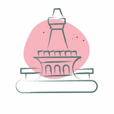 İkon Cakarta. Başkent sembolüyle ilgili. Renkli Leke Biçimi. Basit dizayn edilebilir. Basit resimleme