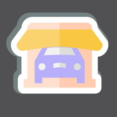 Çıkartma Dükkanı. Otomotiv sembolü. Basit dizayn edilebilir. Basit resimleme