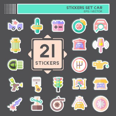 Çıkartma seti arabası. Otomotiv sembolü. Basit dizayn edilebilir. Basit resimleme