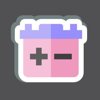 Etiket bataryası. Otomotiv sembolü. Basit dizayn edilebilir. Basit resimleme