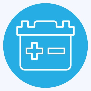 Simge bataryası. Otomotiv sembolü. Mavi gözlü. Basit dizayn edilebilir. Basit resimleme