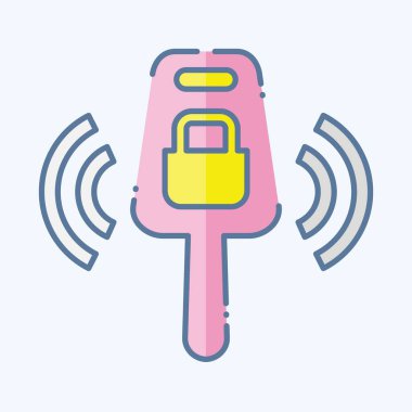 Simge Anahtarı. Otomotiv sembolü. Karalama stili. Basit dizayn edilebilir. Basit resimleme