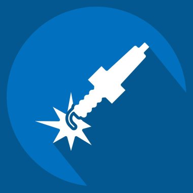 Simge bujisi. Otomotiv sembolü. Uzun gölge tarzı. Basit dizayn edilebilir. Basit resimleme