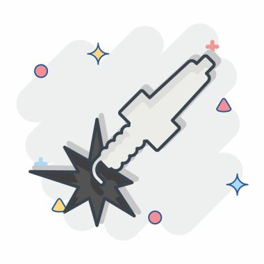 Simge bujisi. Otomotiv sembolü. Çizgi roman. Basit dizayn edilebilir. Basit resimleme