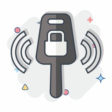 Simge Anahtarı. Otomotiv sembolü. Çizgi roman. Basit dizayn edilebilir. Basit resimleme