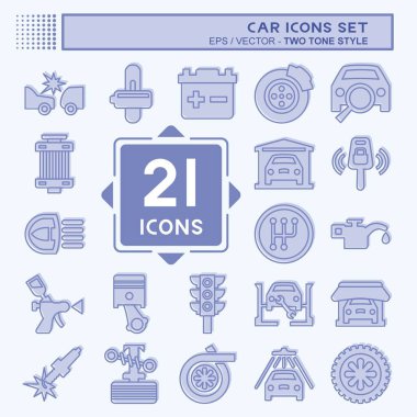 Simge Ayarlı Araba. Otomotiv sembolü. İki ton stili. Basit dizayn edilebilir. Basit resimleme